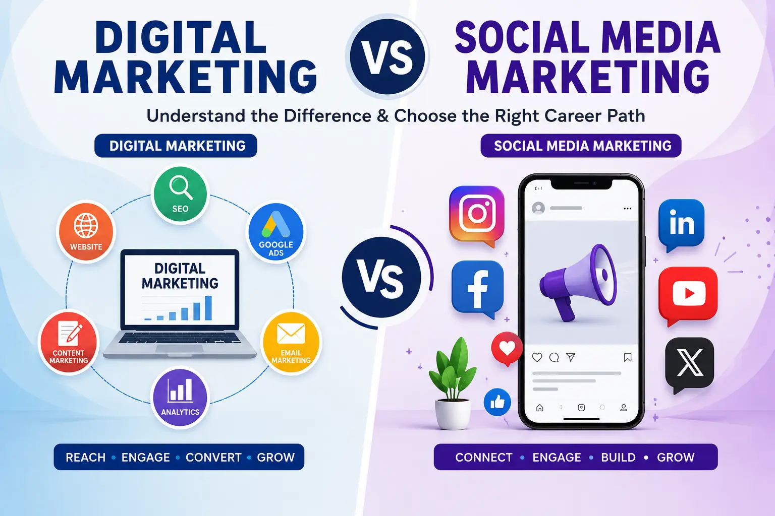 Digital Marketing vs Social Media Marketing: What's the Difference and Which Career Path Should You Choose?